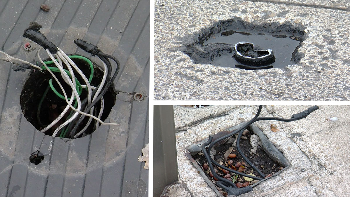 Roban placas, enchufes y lámparas de plazas públicas de la CDMX