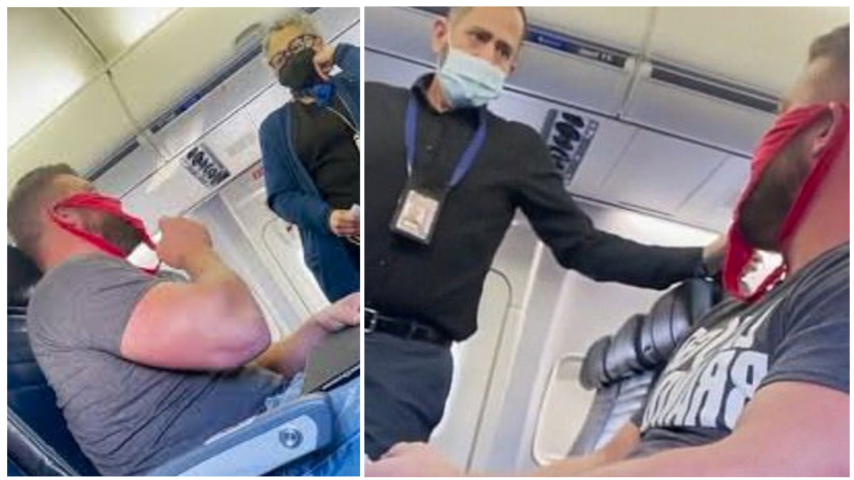 Expulsan a pasajero de un avión en Florida por llevar una tanga como cubrebocas
