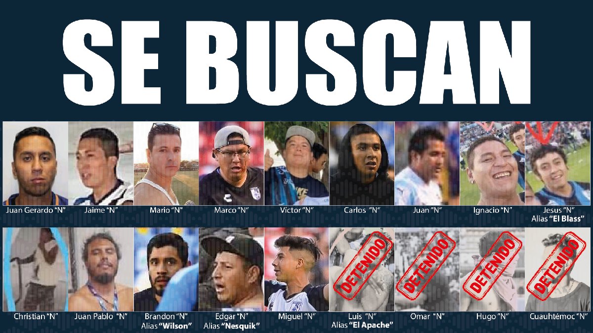 Fiscalía busca a estos 14 barristas tras riña en el Querétaro vs Atlas